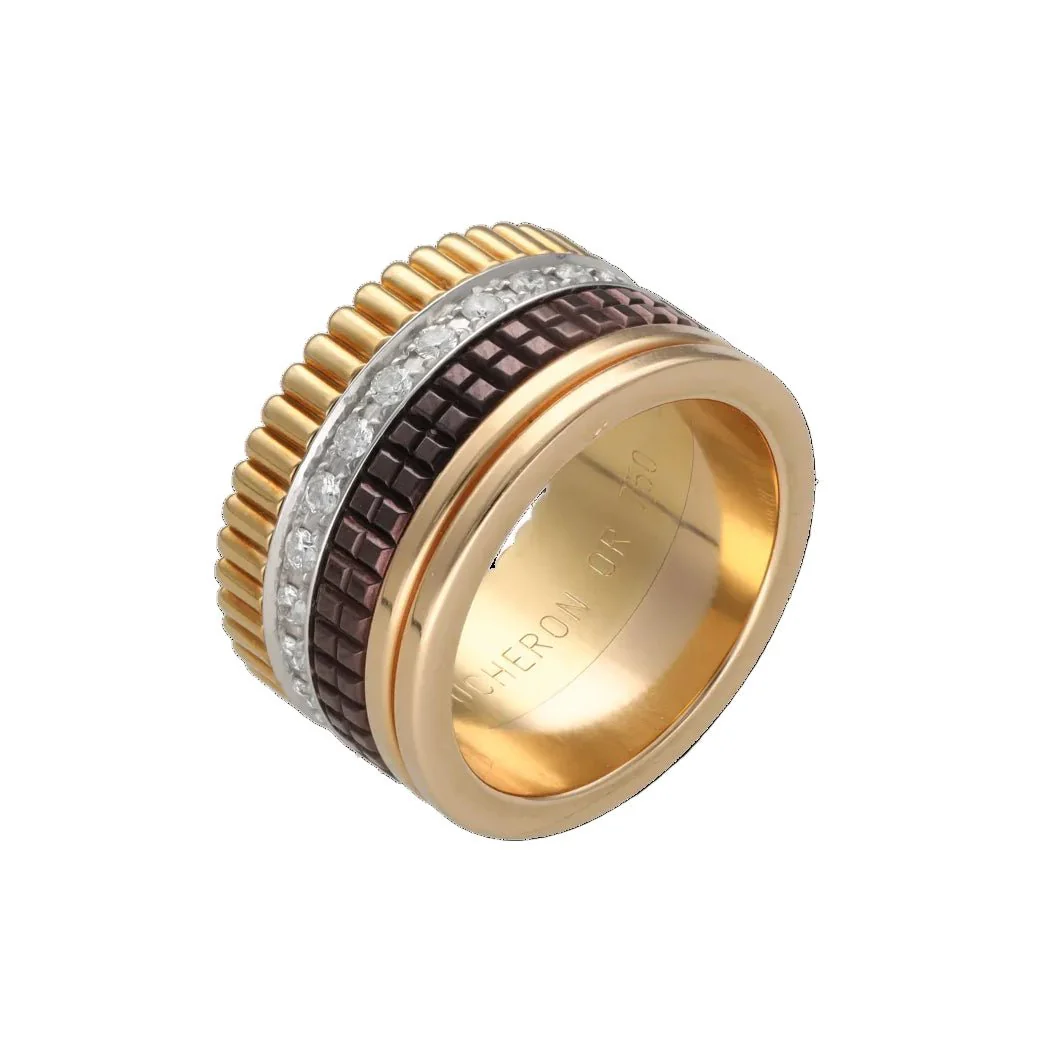 Bague Bandeau BOUCHERON "Quatre Large" en or jaune et diamants - Image 2