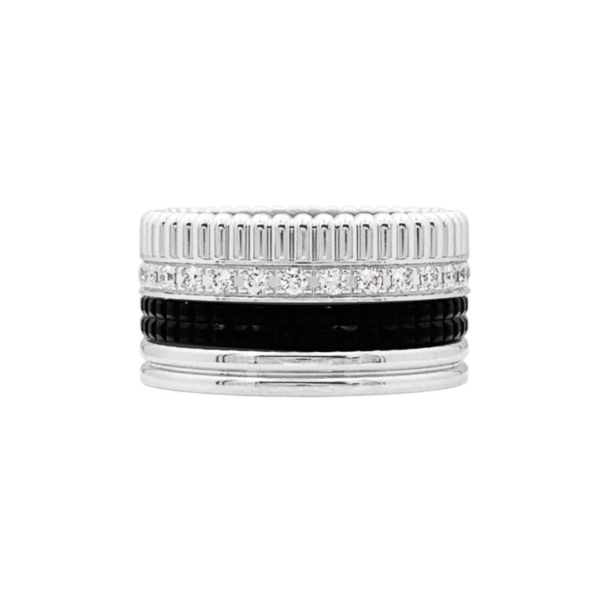 Bague Bandeau BOUCHERON "Quatre Black Édition Large" en or blanc et diamants