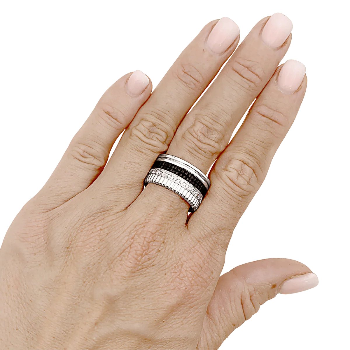 Bague Bandeau BOUCHERON "Quatre Black Édition Large" en or blanc et diamants - Image 2