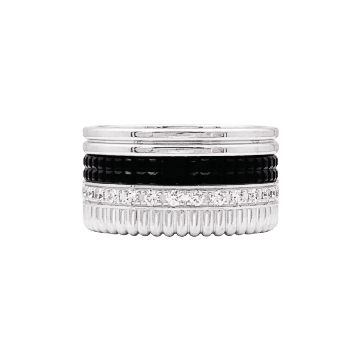 Bague Bandeau BOUCHERON "Quatre Black Édition Large" en or blanc et diamants - Image 3
