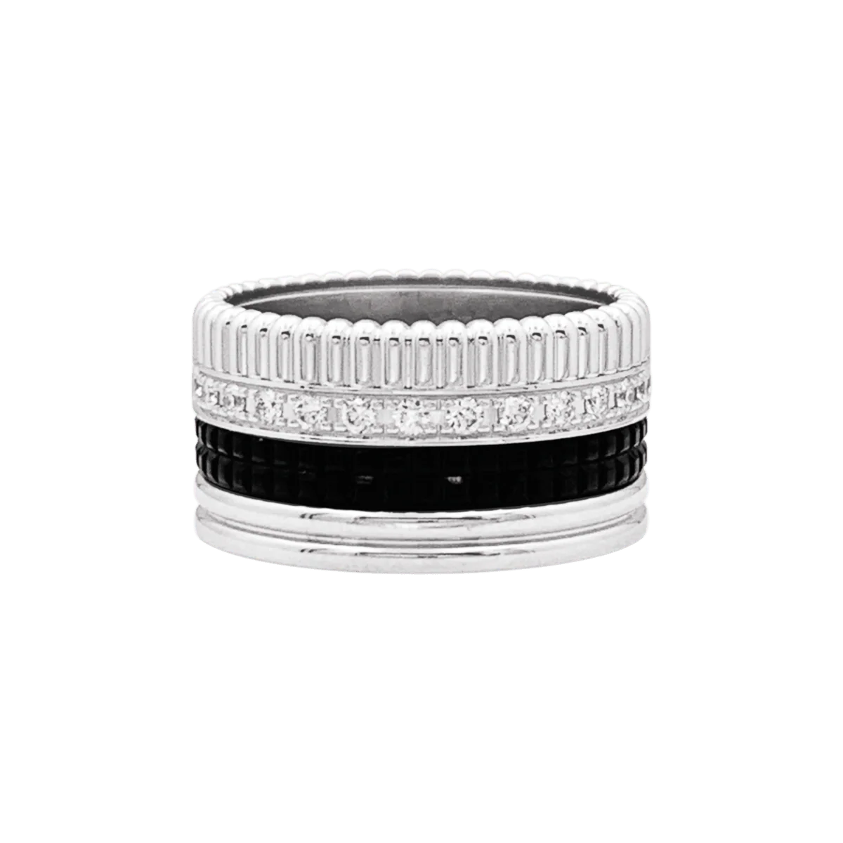Bague Bandeau BOUCHERON "Quatre Black Édition Large" en or blanc et diamants - Image 4
