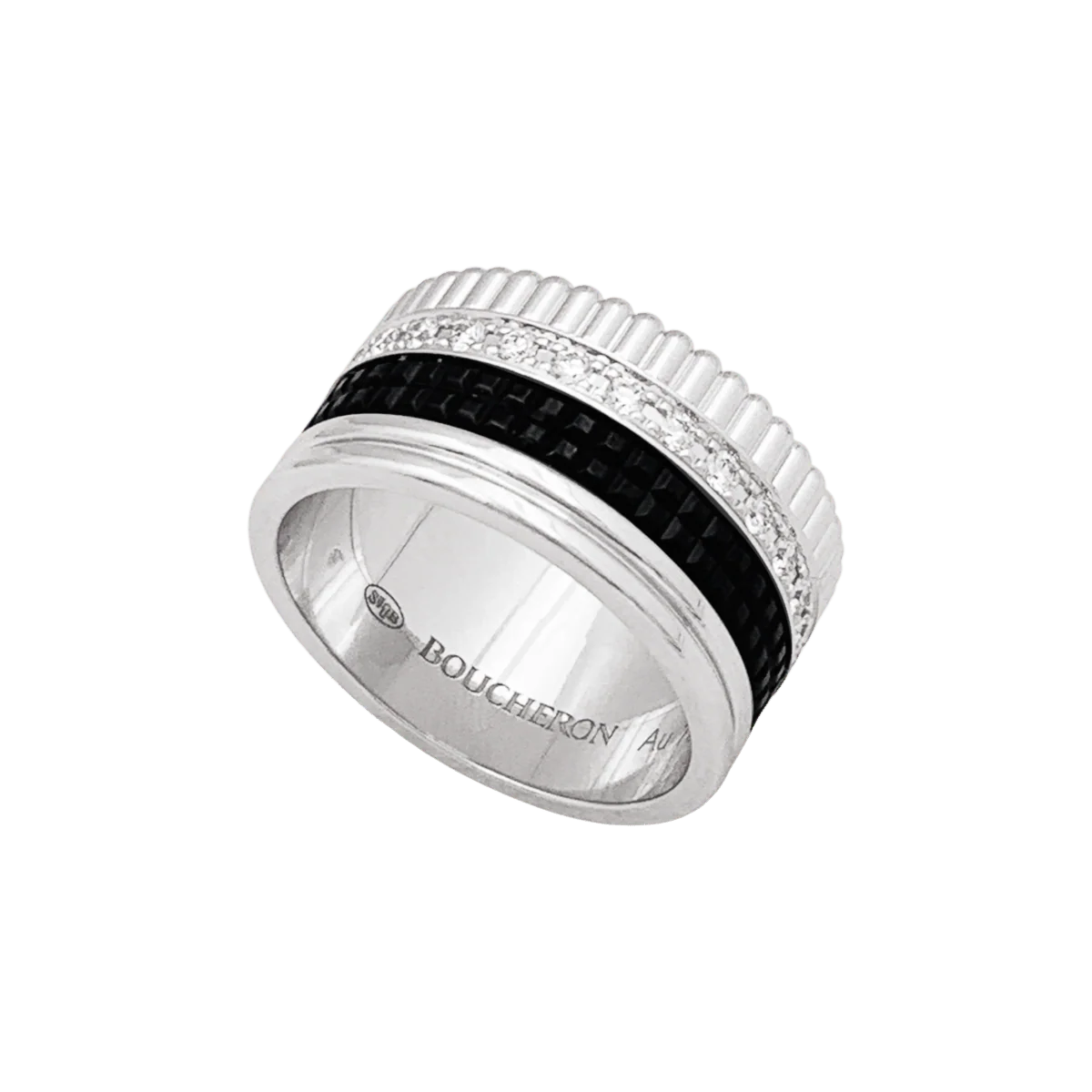 Bague Bandeau BOUCHERON "Quatre Black Édition Large" en or blanc et diamants - Image 6