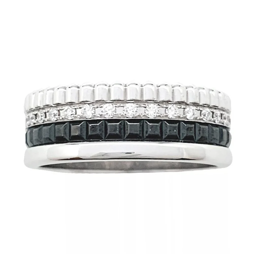 Bague BOUCHERON "Quatre Black Edition Small" en or blanc et diamants