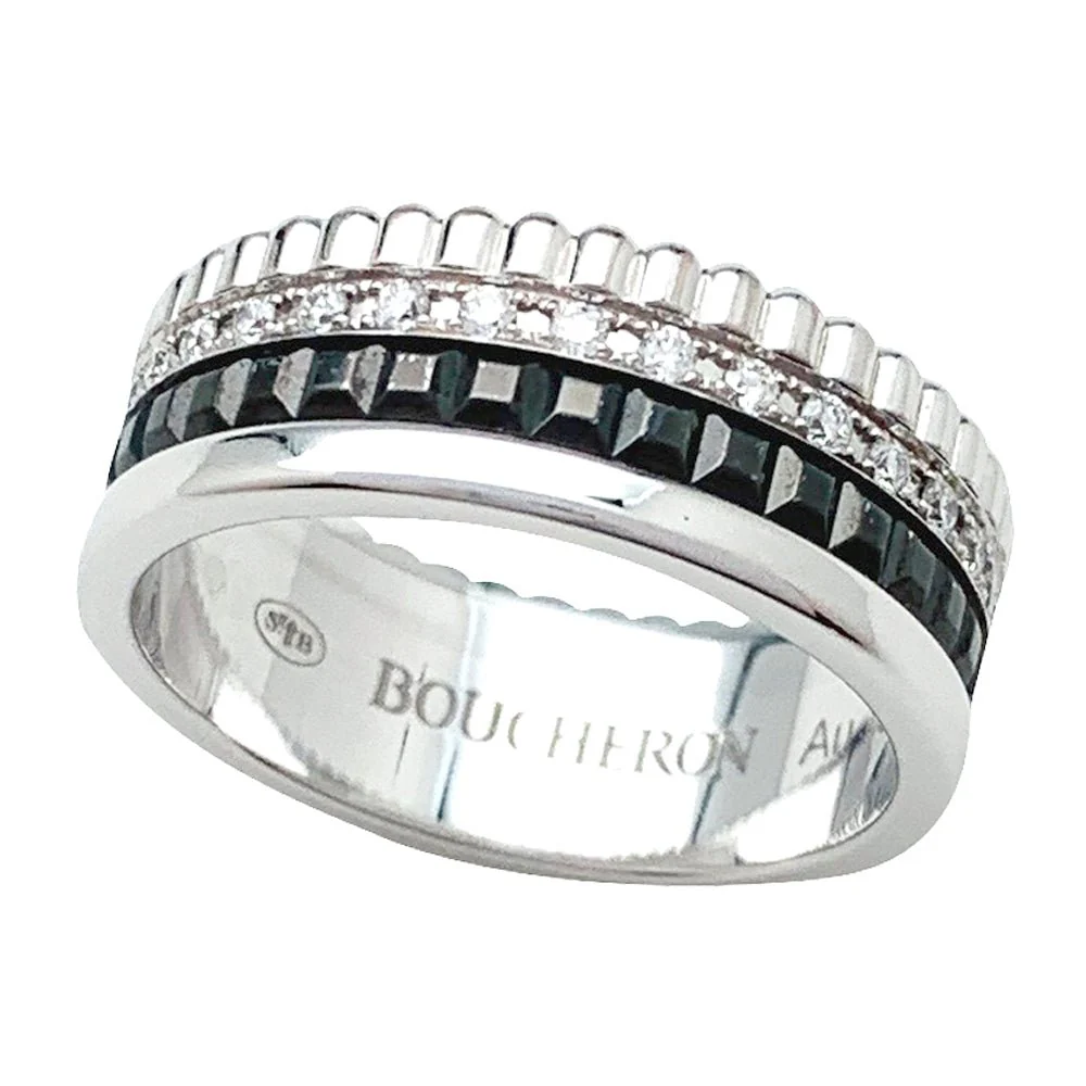 Bague BOUCHERON "Quatre Black Edition Small" en or blanc et diamants - Image 4