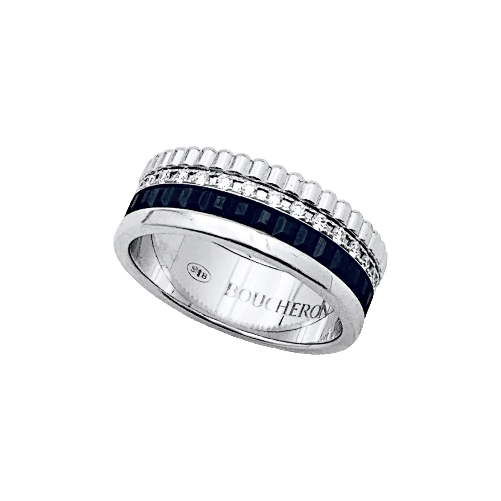 Bague Bandeau BOUCHERON "Quatre Black Édition" en or blanc et diamants - Image 5