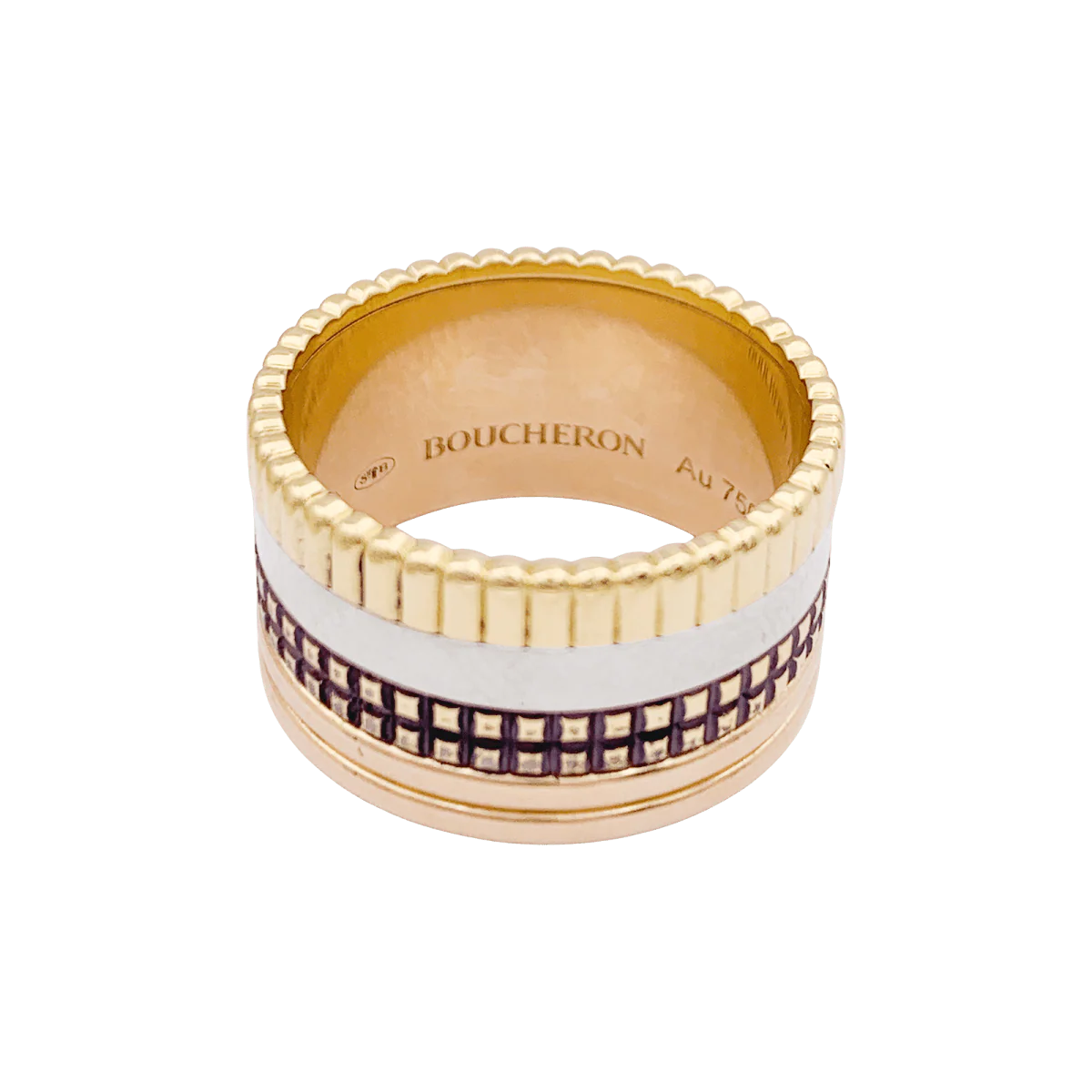 Bague BOUCHERON "Quatre Classique Large" en or jaune, or blanc et or rose - Image 3