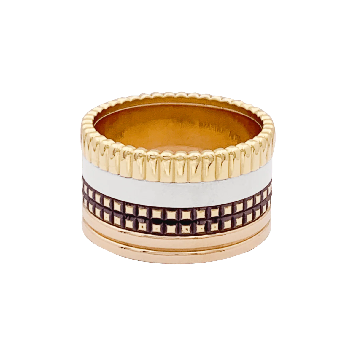 Bague Bandeau BOUCHERON "Quatre Classique Large" en or jaune, or blanc et or rose