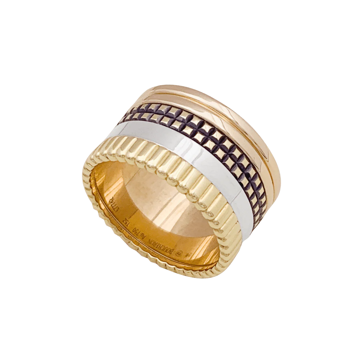 Bague Bandeau BOUCHERON "Quatre Classique Large" en or jaune, or blanc et or rose - Image 4
