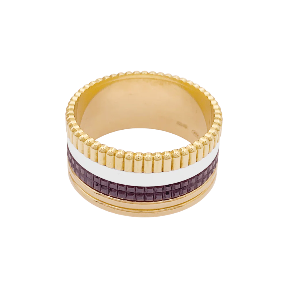 Bague Bandeau BOUCHERON "Quatre Classique Large" en or jaune, or blanc et or rose - Image 5