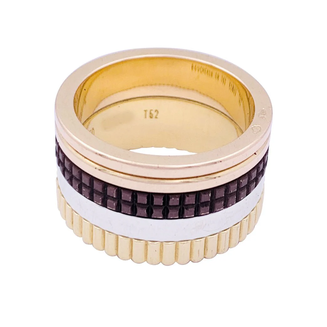Bague Bandeau BOUCHERON "Quatre Classique Large" or jaune, or blanc et or rose - Image 3