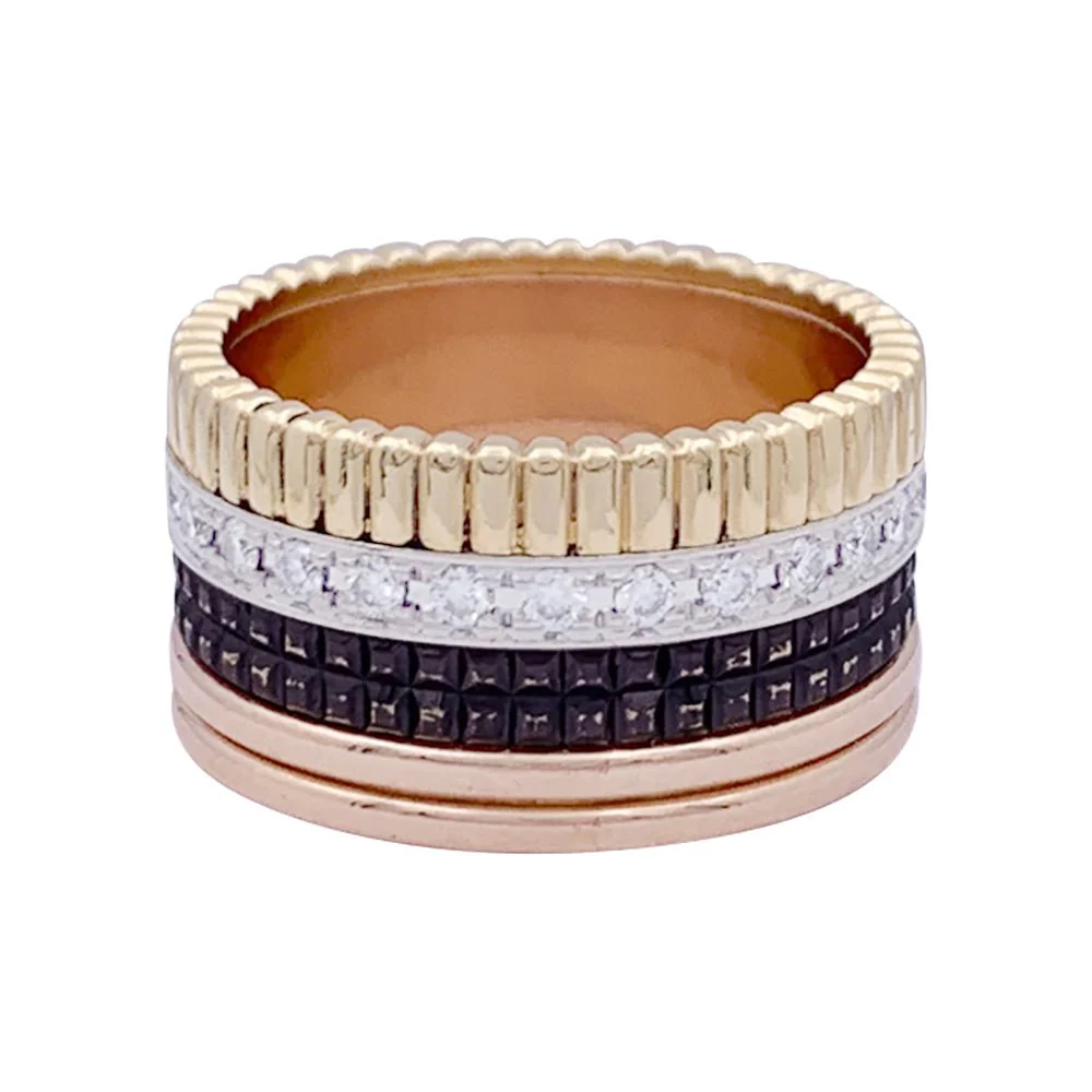 Bague Bandeau BOUCHERON "Quatre Classique" en or jaune, or blanc, or rose, pvd et diamants
