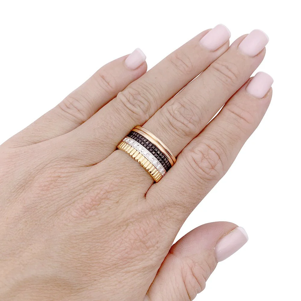 Bague Bandeau BOUCHERON "Quatre Classique" en or jaune, or blanc, or rose, pvd et diamants - Image 2