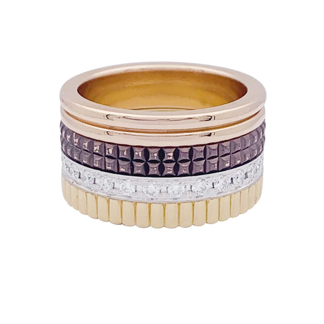 Bague Boucheron, "Quatre Classique Large", trois ors et diamants