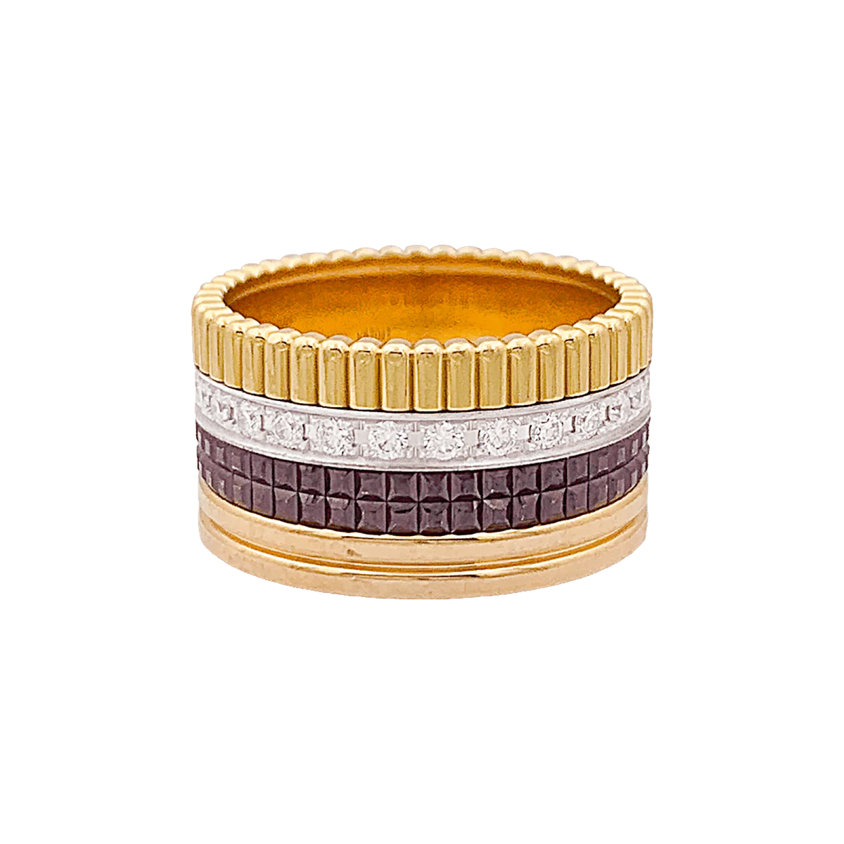 Bague Boucheron, "Quatre Classique Large", trois ors et diamants