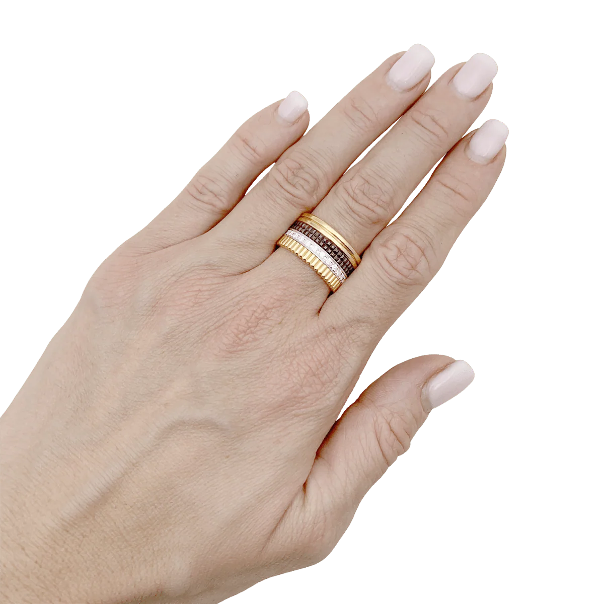 Bague Boucheron, "Quatre Classique Large", trois ors et diamants - Image 2