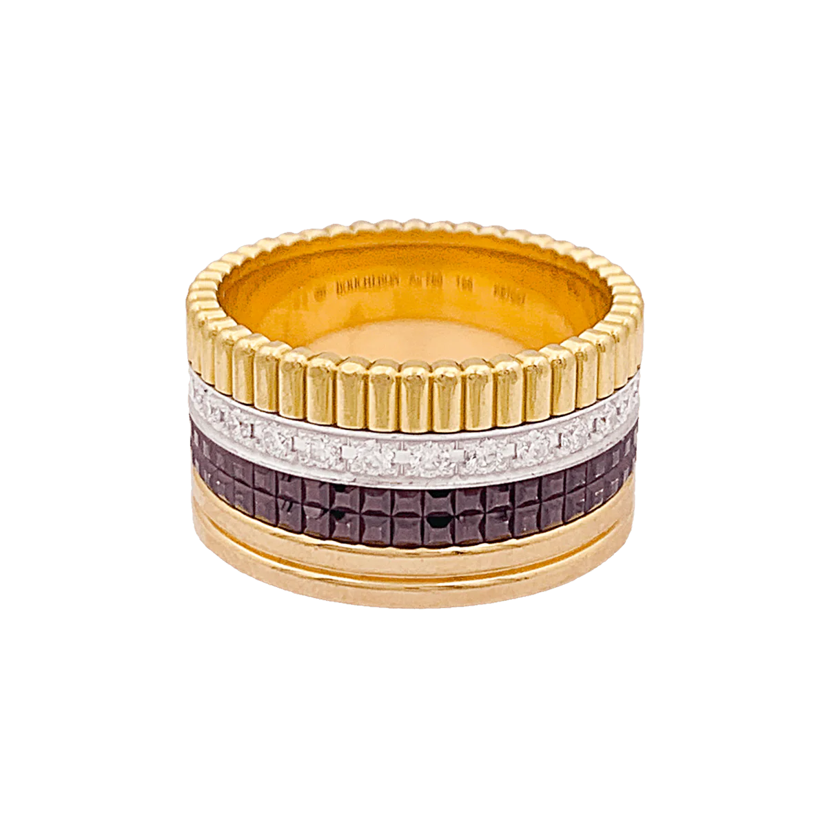 Bague Boucheron, "Quatre Classique Large", trois ors et diamants - Image 3