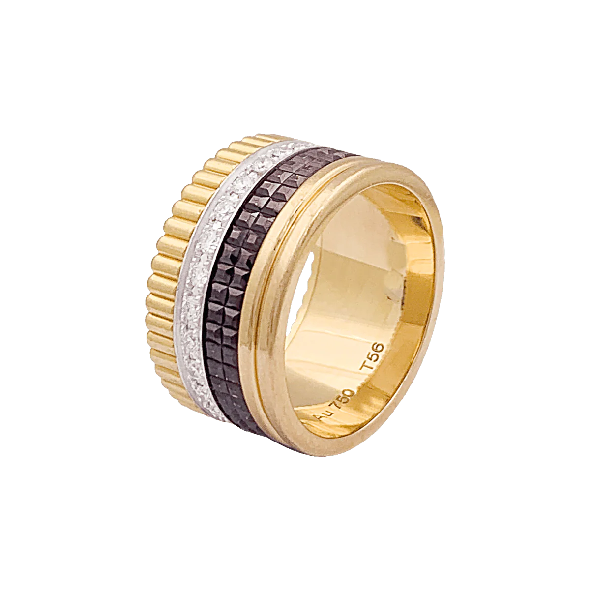 Bague Boucheron, "Quatre Classique Large", trois ors et diamants - Image 4