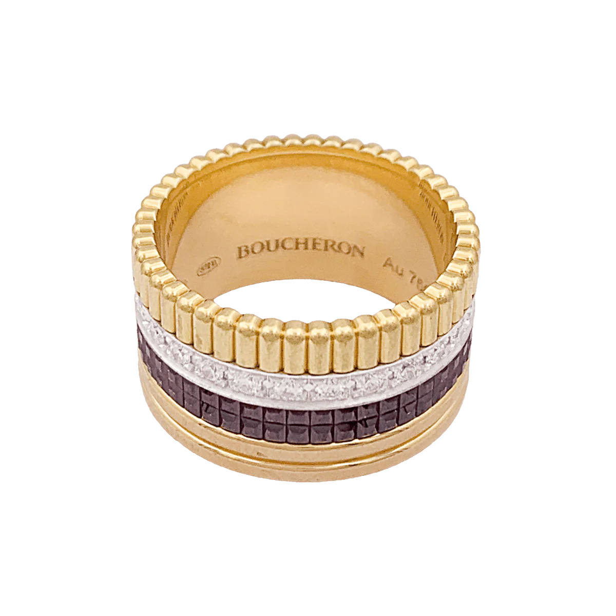 Bague Boucheron, "Quatre Classique Large", trois ors et diamants - Image 5