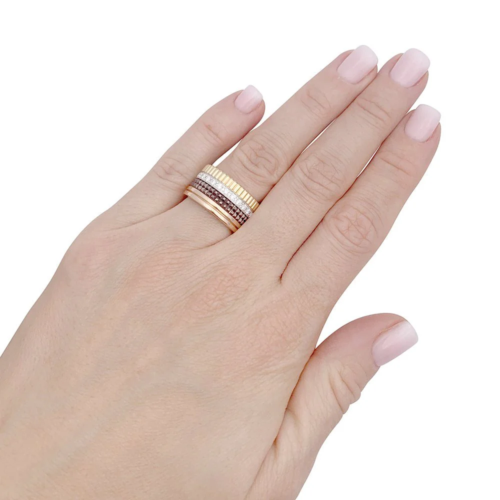 Bague Boucheron, "Quatre Classique Large", trois ors et diamants - Image 2