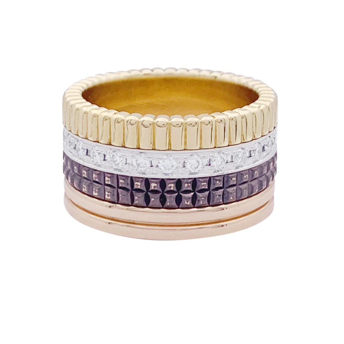 Bague Boucheron, "Quatre Classique Large", trois ors et diamants - Image 4
