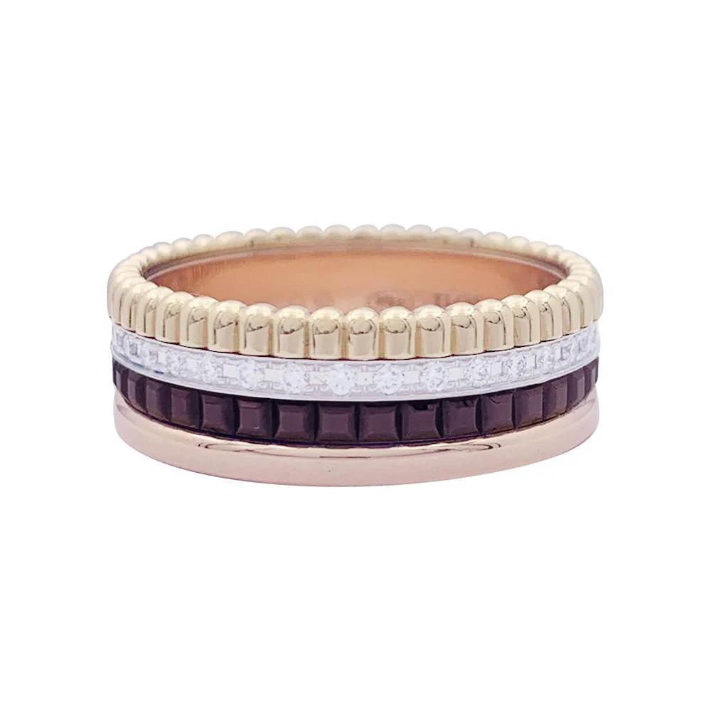 Bague Boucheron, "Quatre Classique Small", 3 ors, PVD et diamants.