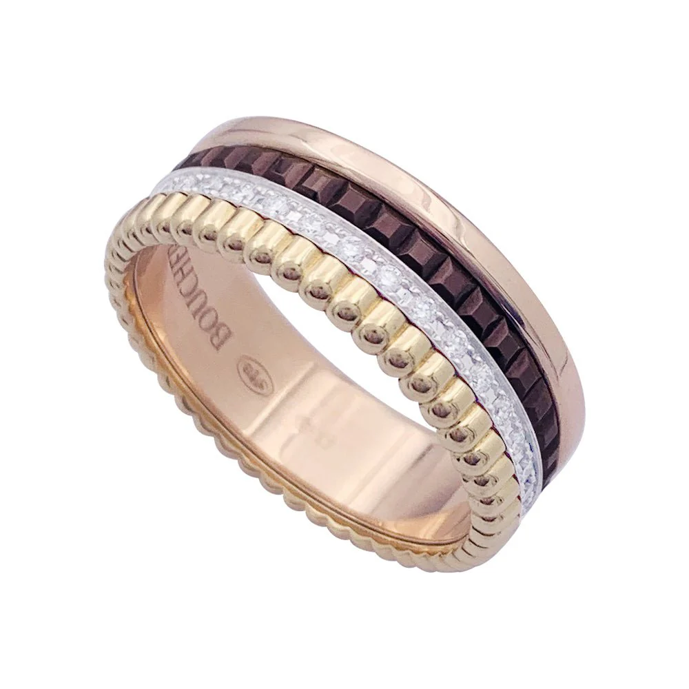 Bague Boucheron, "Quatre Classique Small", 3 ors, PVD et diamants. - Image 3