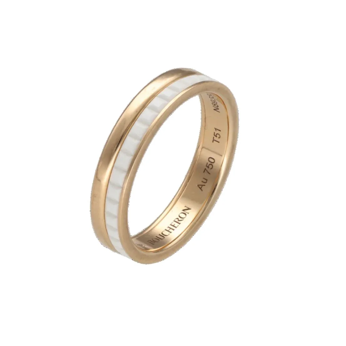 Bague Alliance BOUCHERON "Quatre" en or rose et céramique - Image 2