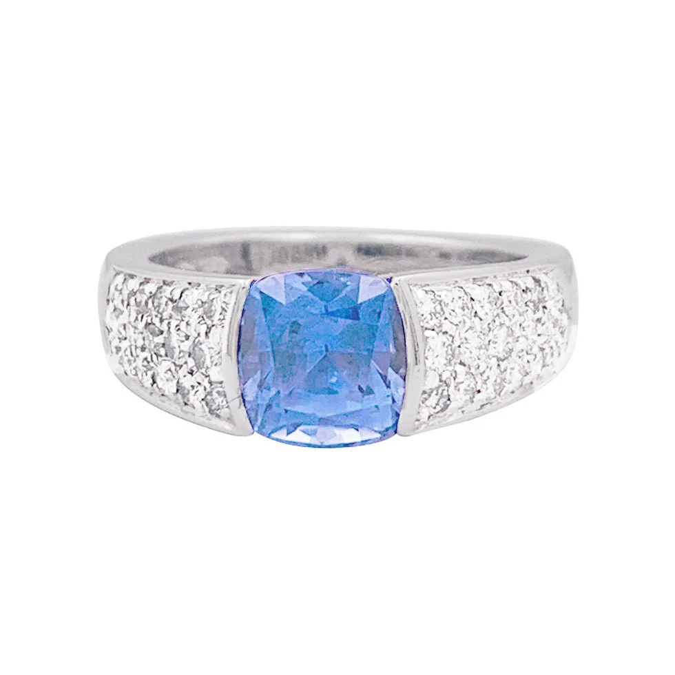 Bague BOUCHERON en or blanc, saphir et diamants