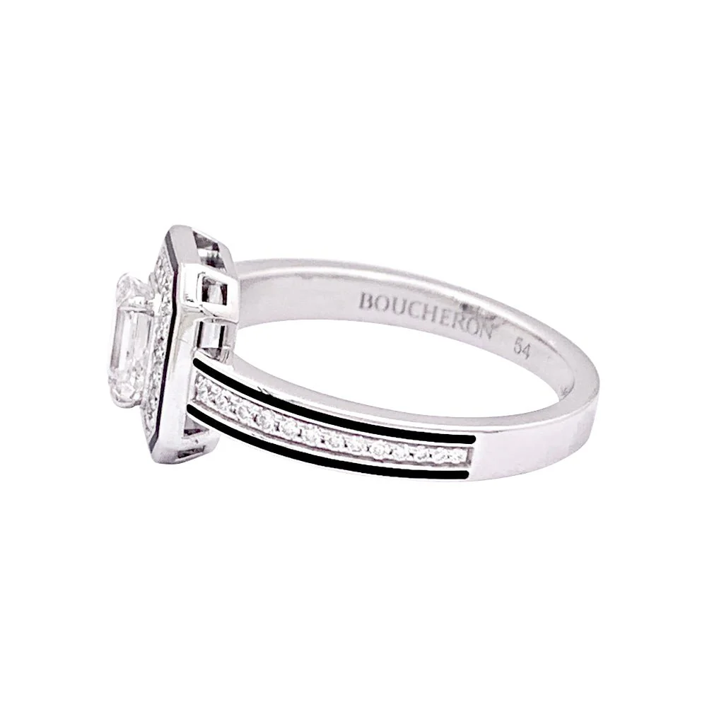 Bague BOUCHERON "Vendôme Liseré" en or blanc, laque noire et diamants - Image 3