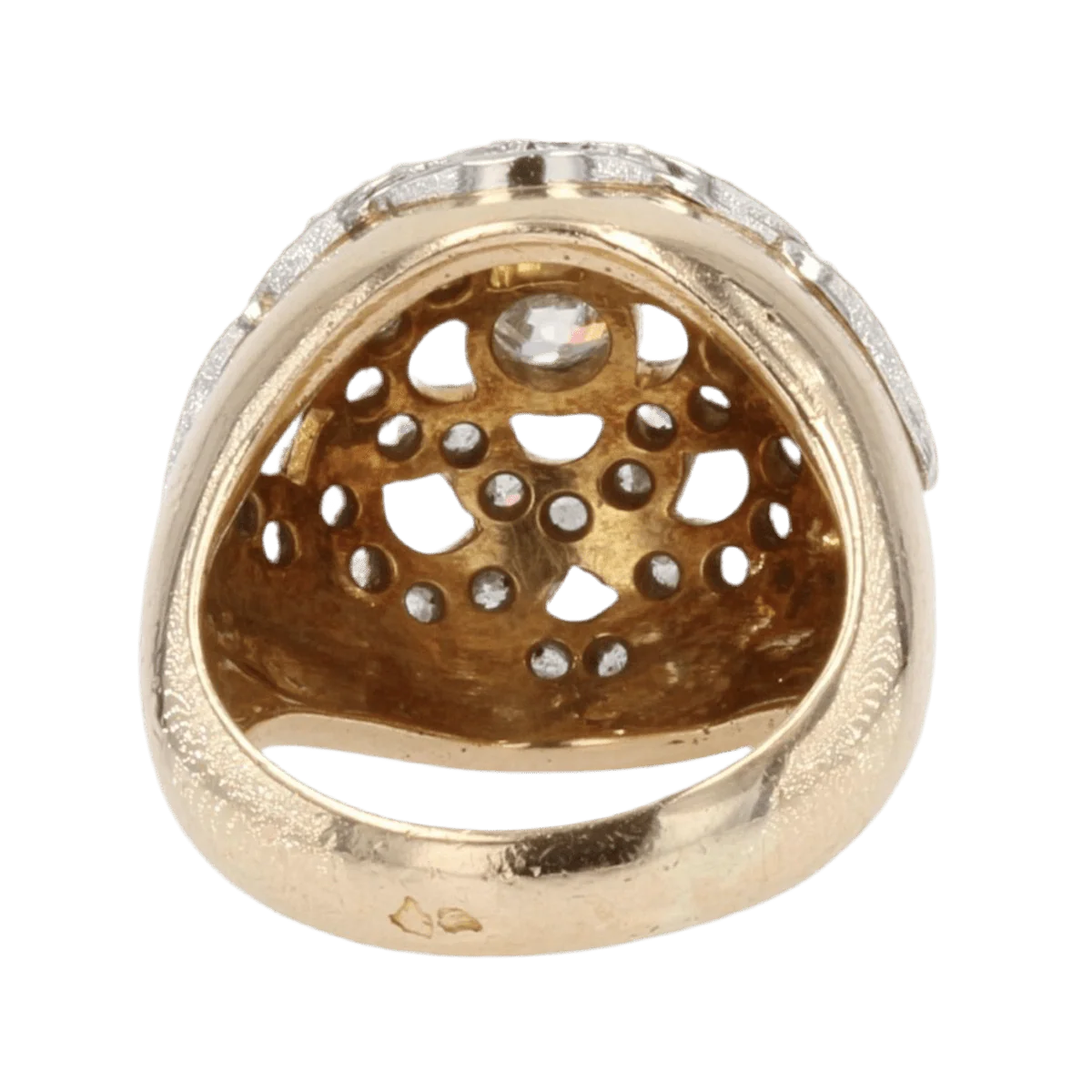 Bague Dôme en or jaune, platine et diamants - Image 4