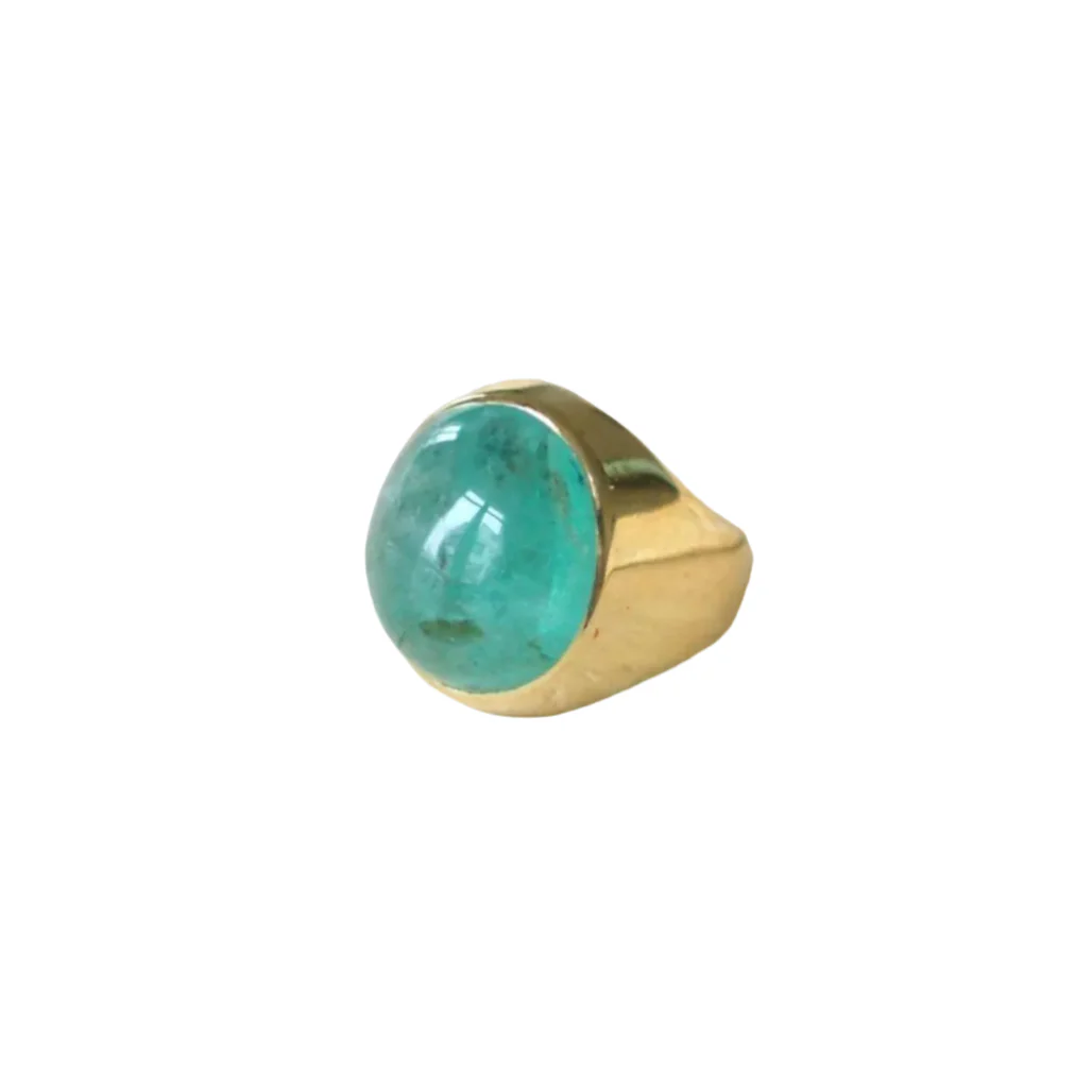 Bague Dôme en or jaune et émeraude - Image 5