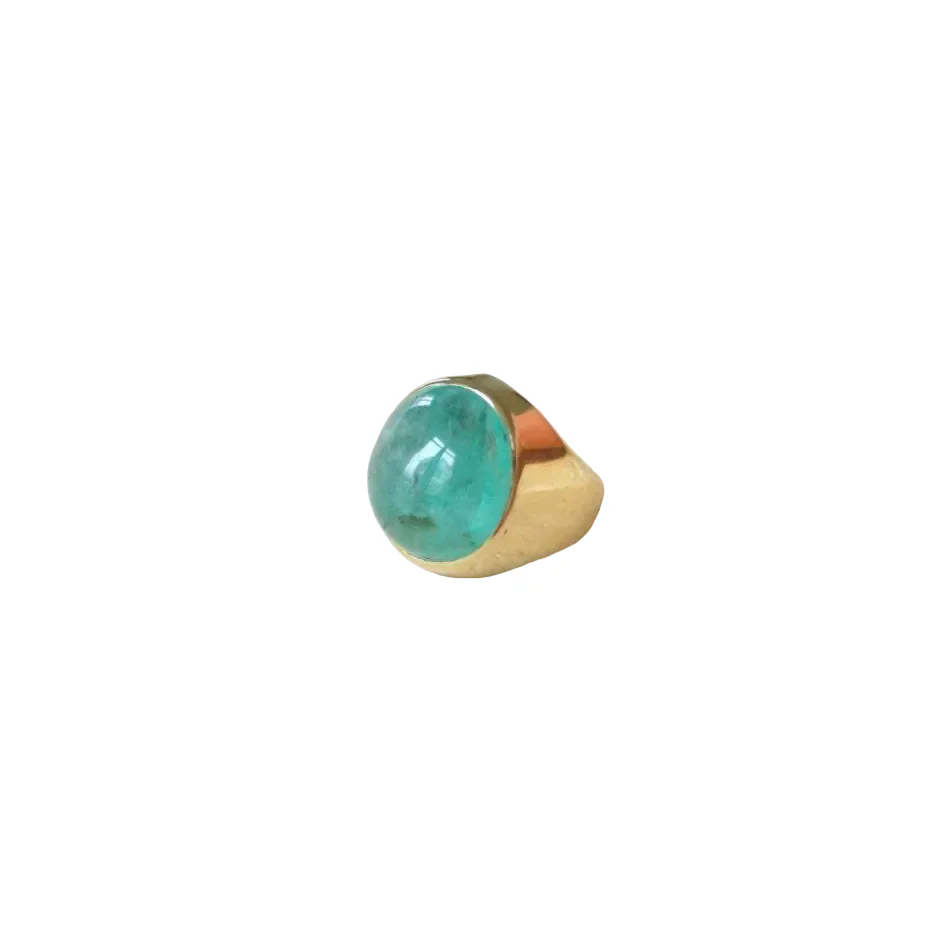 Bague Dôme en or jaune et émeraude - Image 7