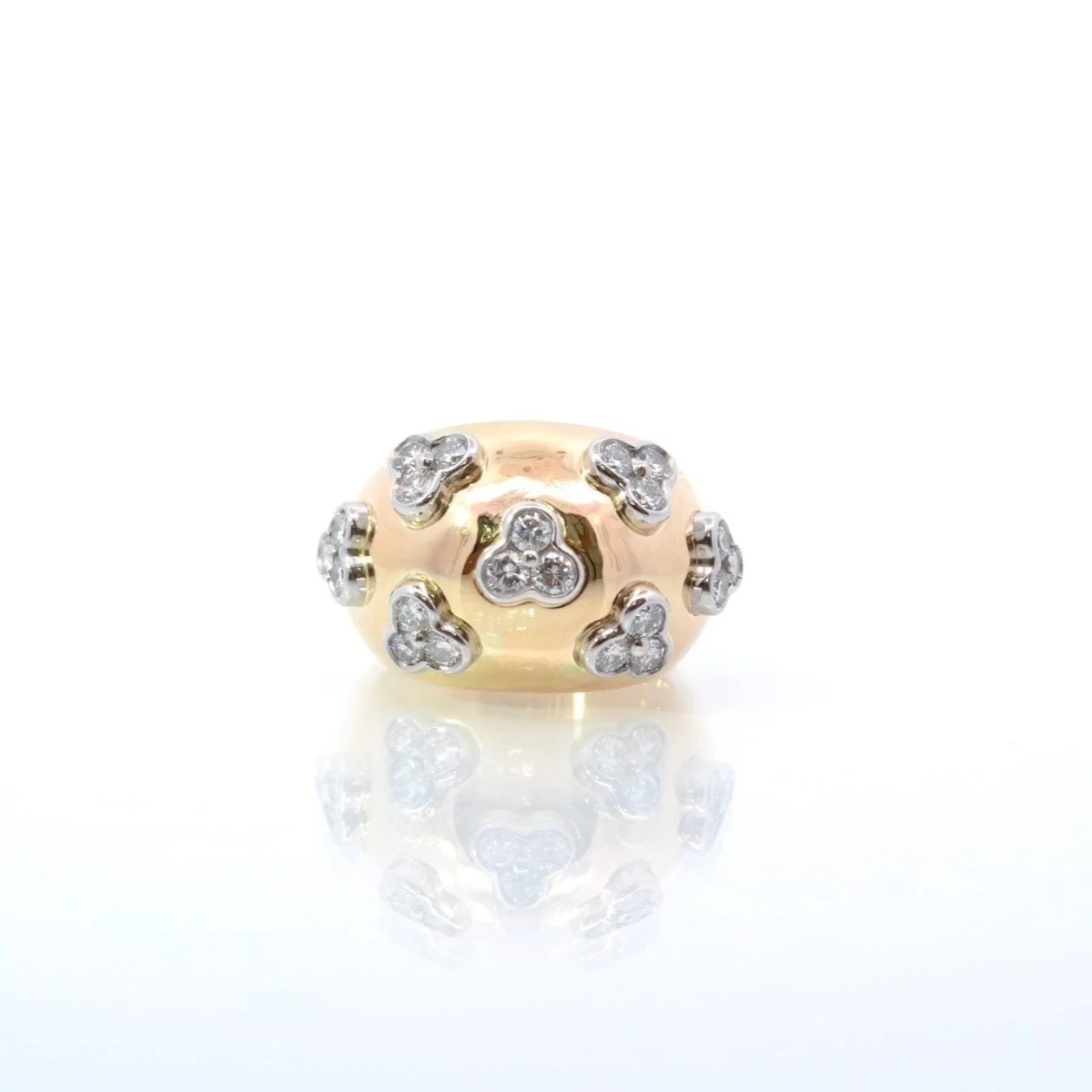 Bague Dôme en or jaune, platine et diamants