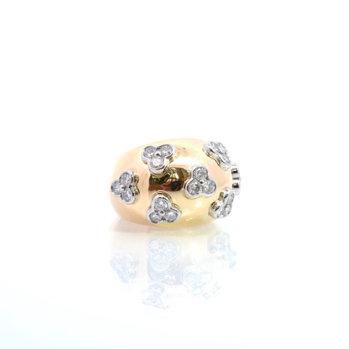 Bague Dôme en or jaune, platine et diamants - Image 5