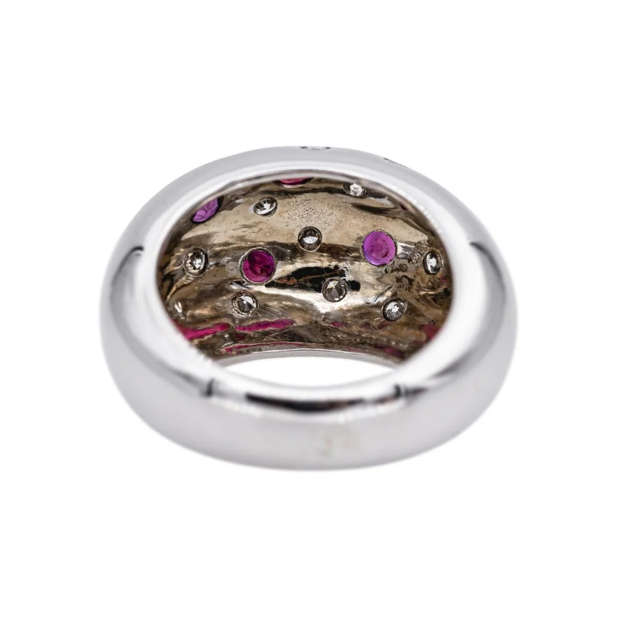 Bague Cocktail en or blanc, rubis et diamants - Image 5