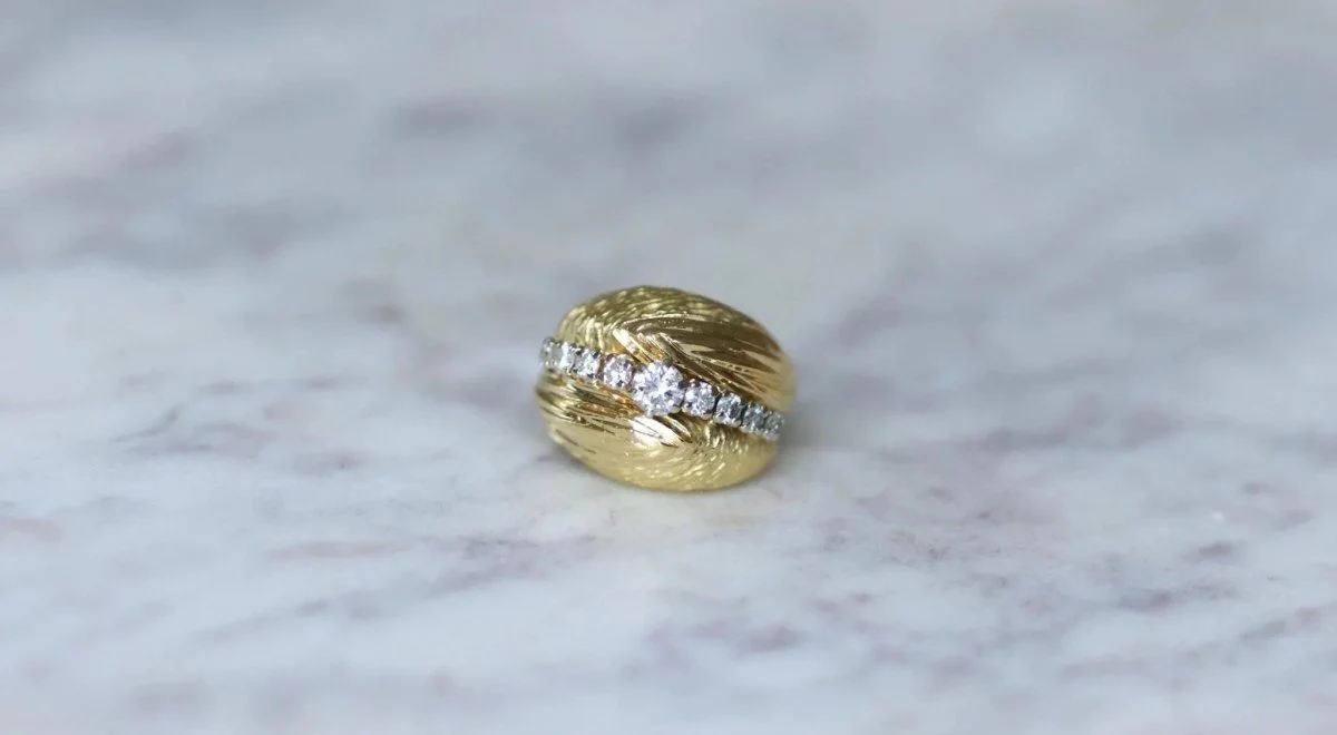 Bague Boule Diamants sur Or jaune années 60 - Image 3