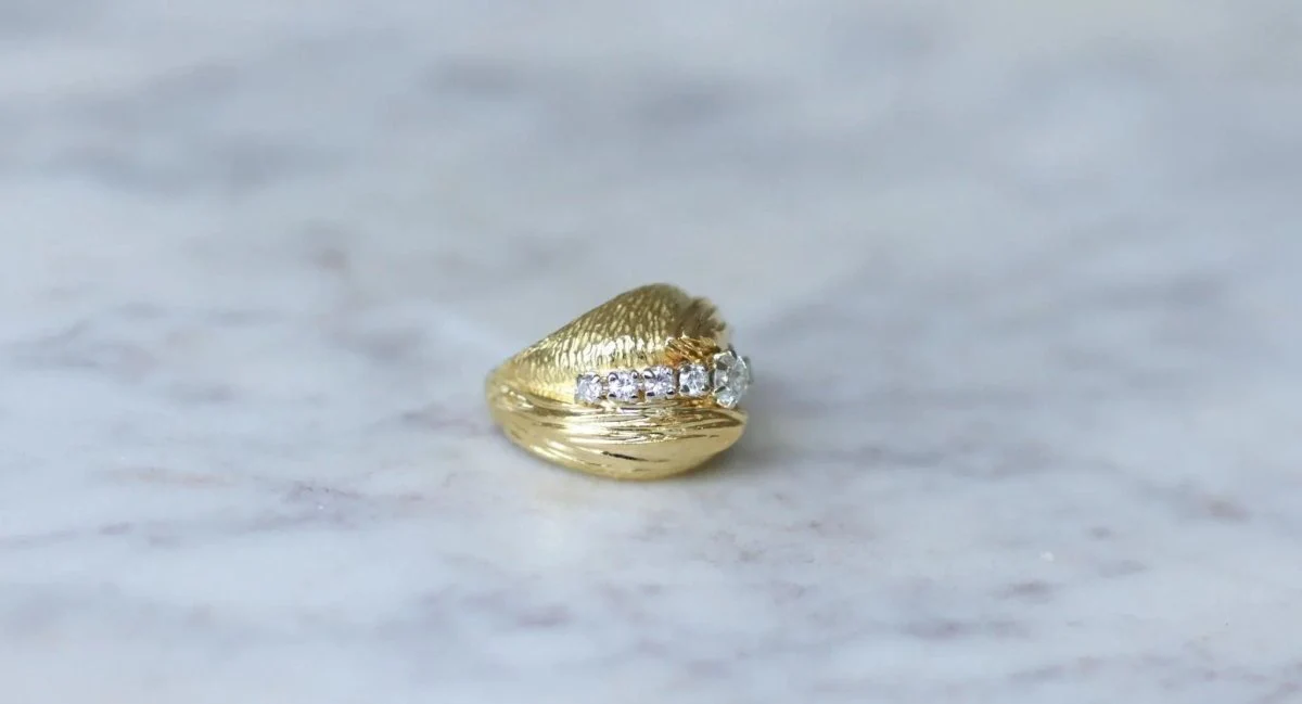 Bague Boule Diamants sur Or jaune années 60 - Image 7