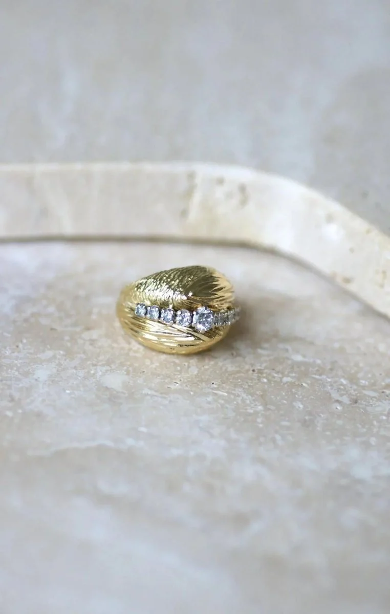 Bague Boule Diamants sur Or jaune années 60 - Image 8