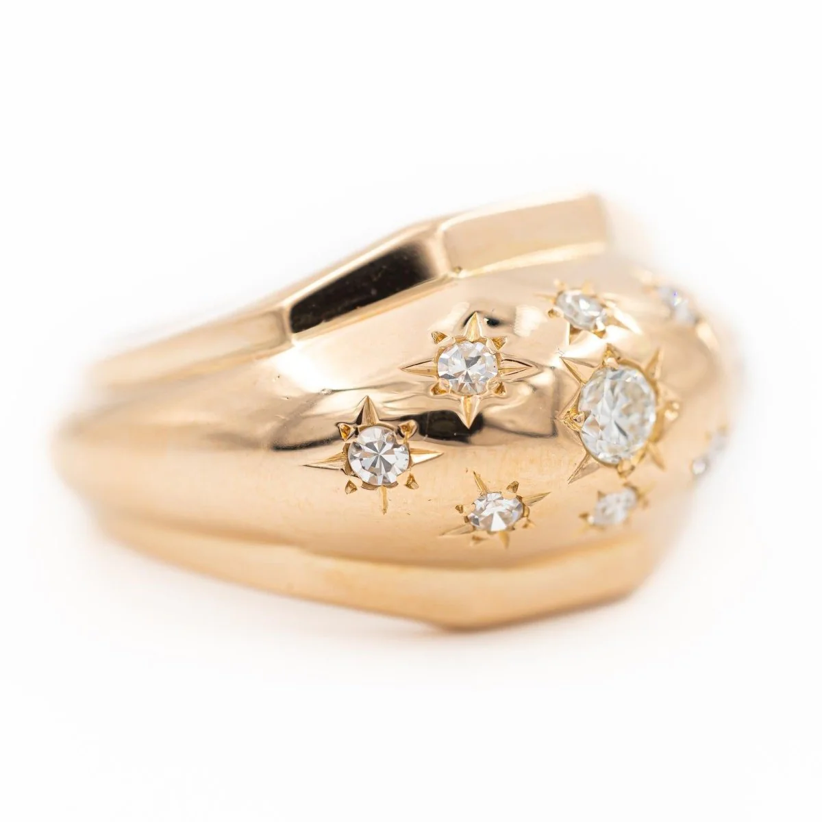 Bague Jonc en or rose et diamants - Image 2