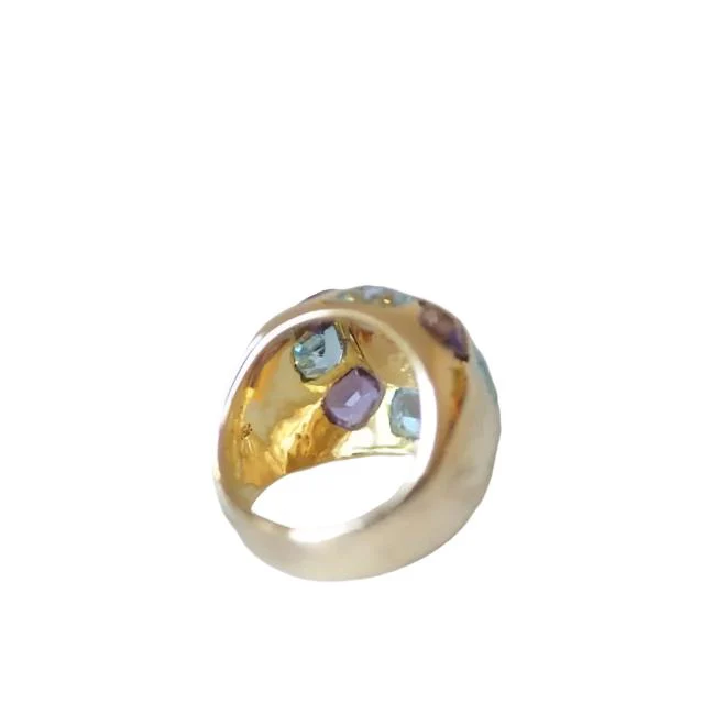 Bague boule or citrine topaze bleue améthyste - Image 4