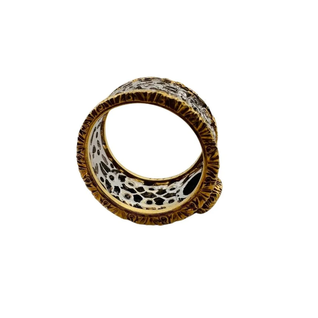 Bague Bandeau BUCCELLATI en or jaune, or blanc et saphir - Image 4