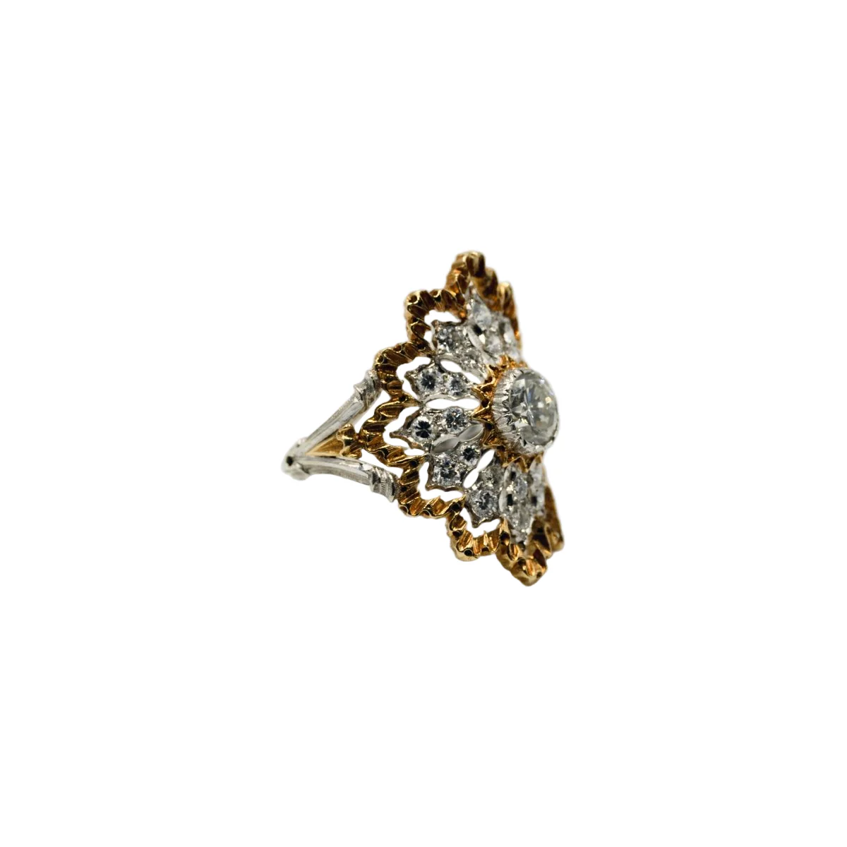 Bague Marquise BUCCELLATI en or jaune, or blanc et diamants - Image 2