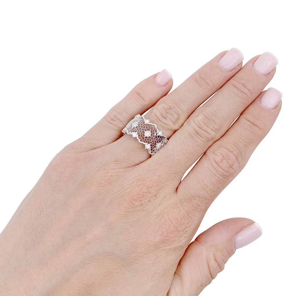 Bague BUCCELLATI "Tulle" en or blanc et diamants - Image 7