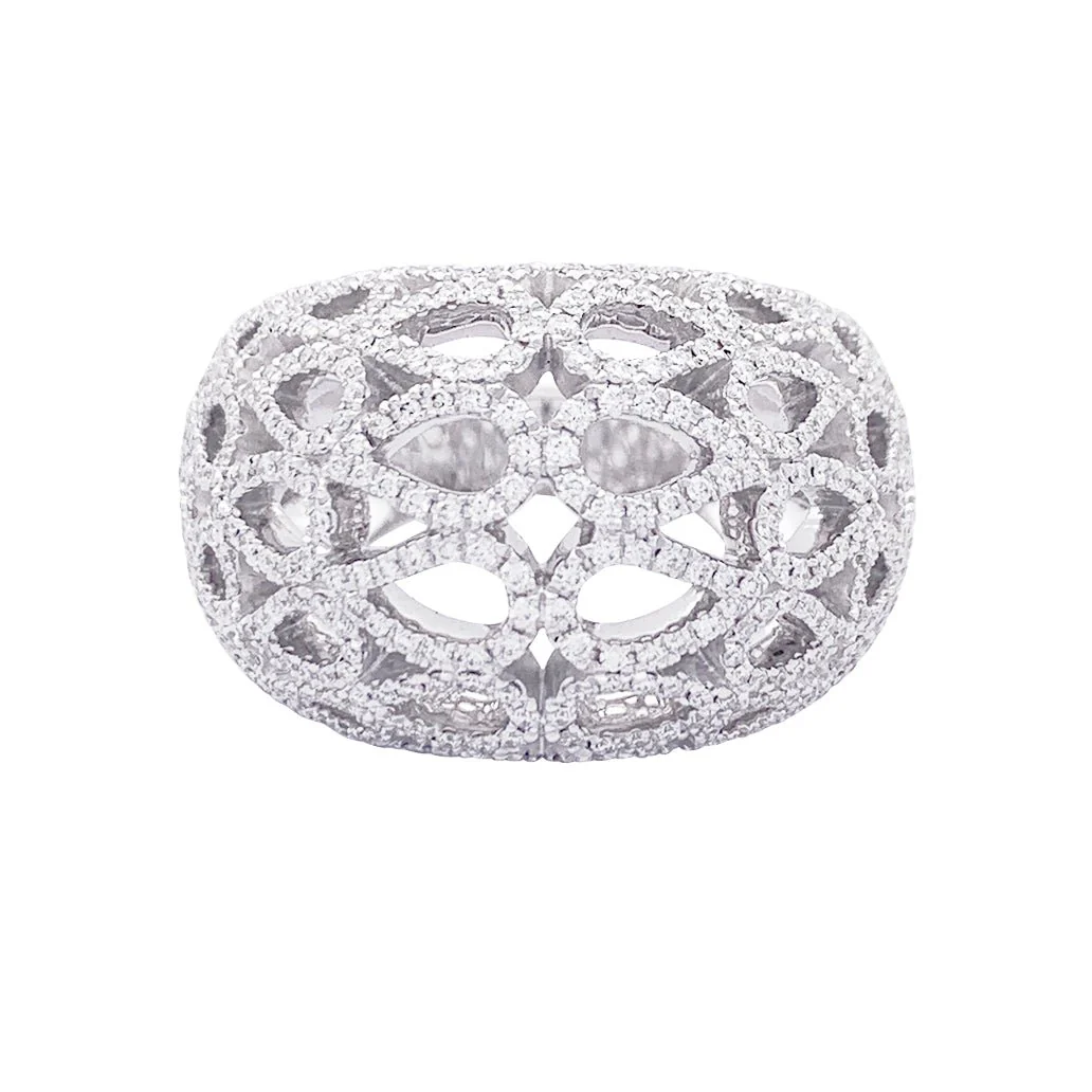 Bague dôme BUCHERER "Lacrima" or blanc et diamants