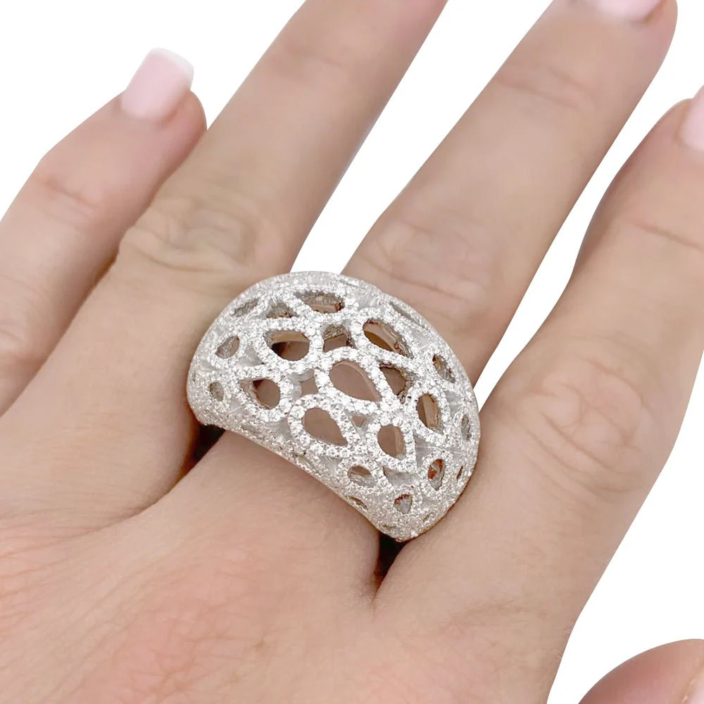 Bague dôme BUCHERER "Lacrima" or blanc et diamants - Image 2