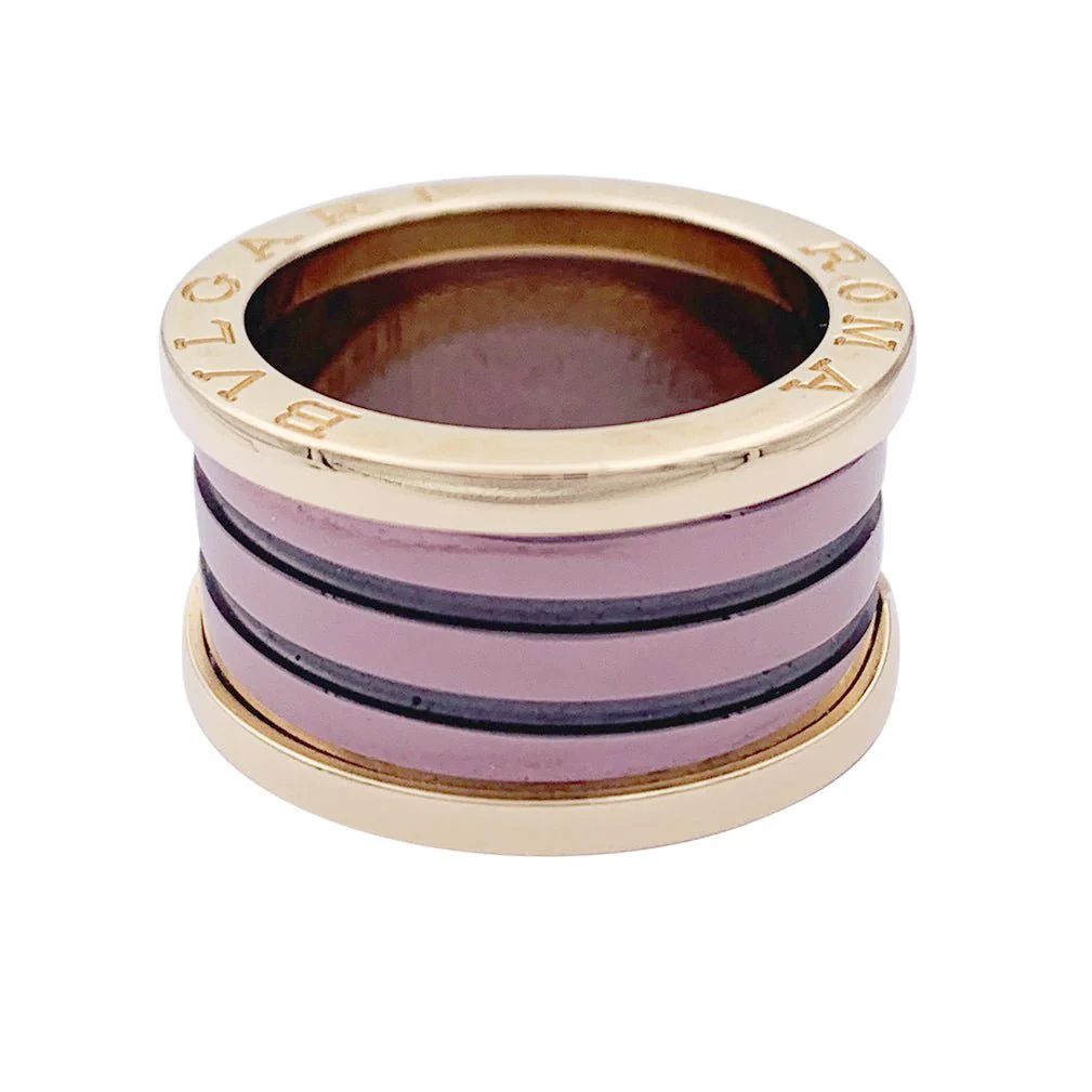 Bague Bulgari, "B.Zero1", or rose, cermet. - Image 4
