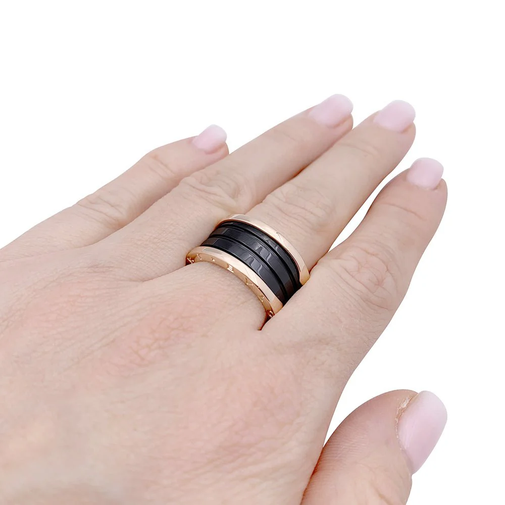 Bague Bulgari, "B.Zero1", or rose et céramique. - Image 7
