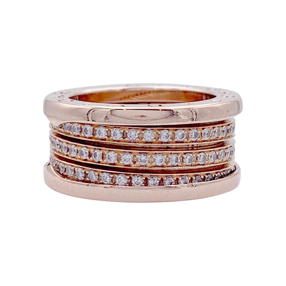 Bague Bandeau BULGARI "B.Zero1" en or rose et diamants