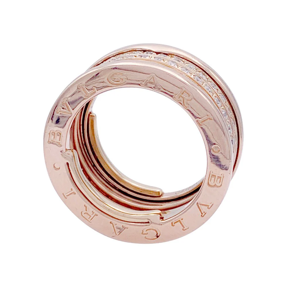 Bague Bandeau BULGARI "B.Zero1" en or rose et diamants - Image 2
