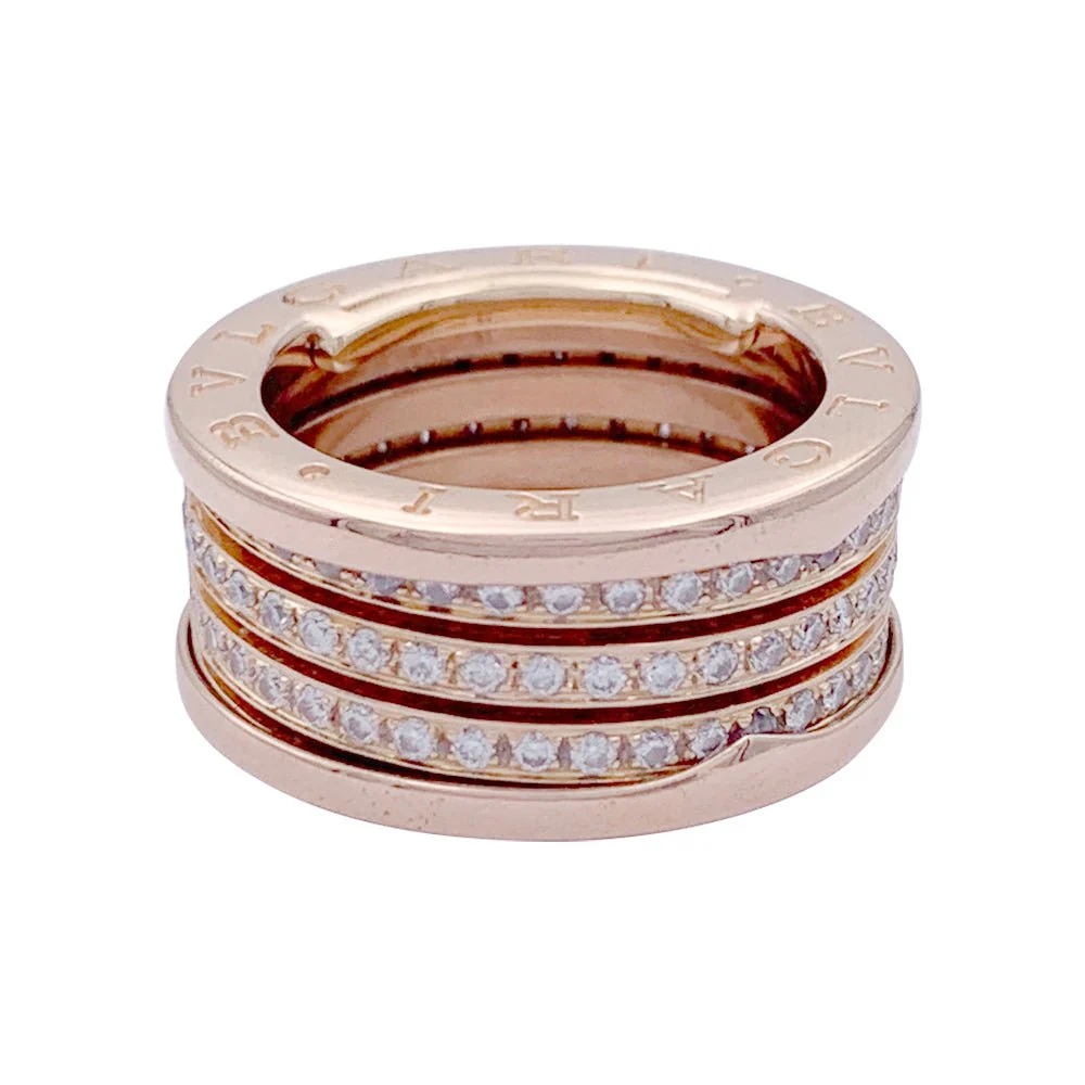 Bague Bandeau BULGARI "B.Zero1" en or rose et diamants - Image 3